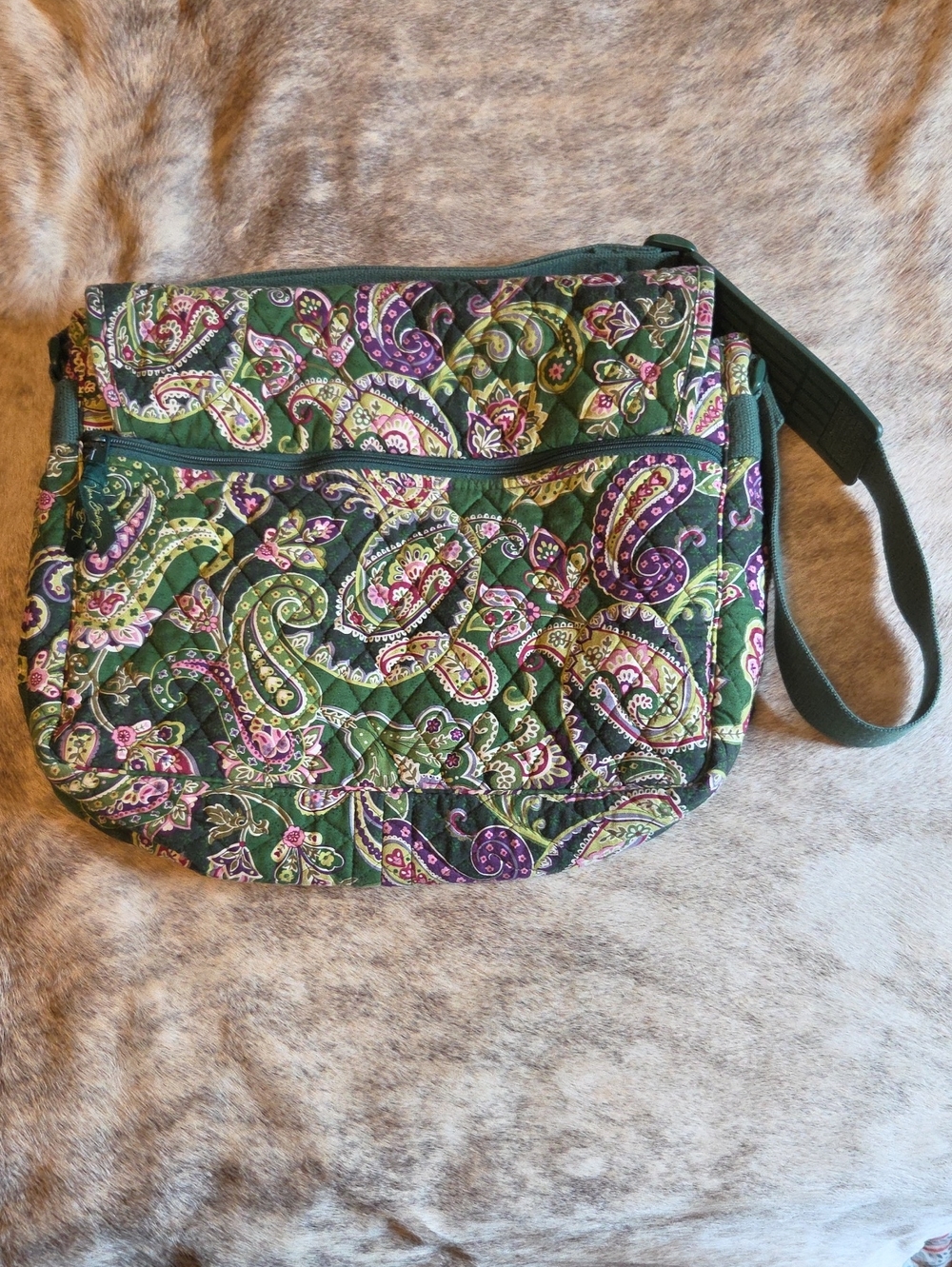 Vera Bradley Quilted Green Paisley Crossbody Bag